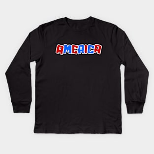 AMERICA Blue Red Usa Kids Long Sleeve T-Shirt